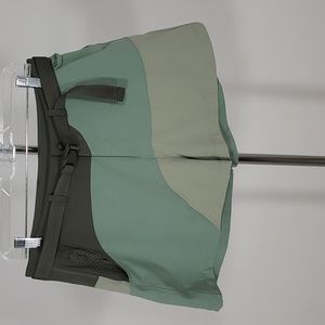 OUTDOOR VOICES RECTREK 3" COLORBLOCK GREEN BELTED HIKING SHORTS WOMEN'S L